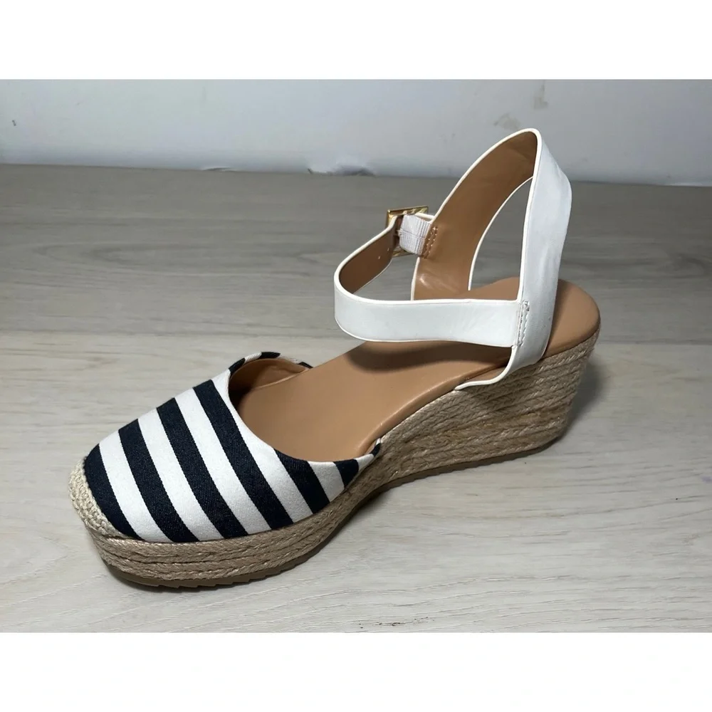 Tommy Hilfiger Nilsa Wedges Navy Blue & White Sz 8.5